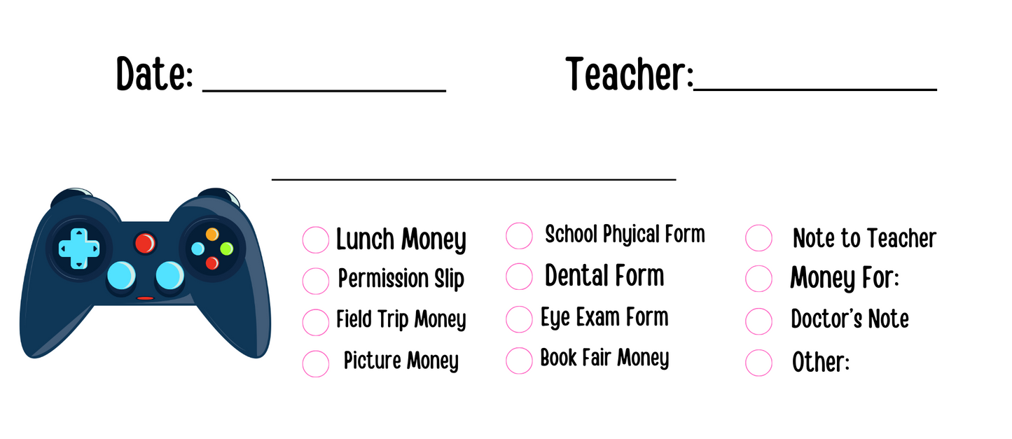 Game Controller School Envelope (Digital Download)