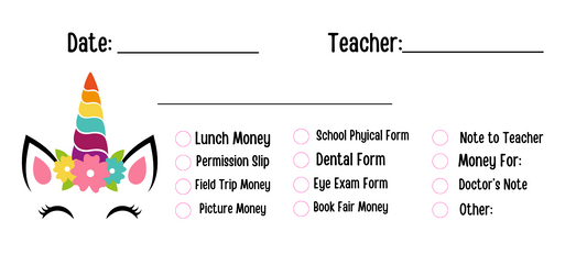 Unicorn School Envelope (Digital Download)